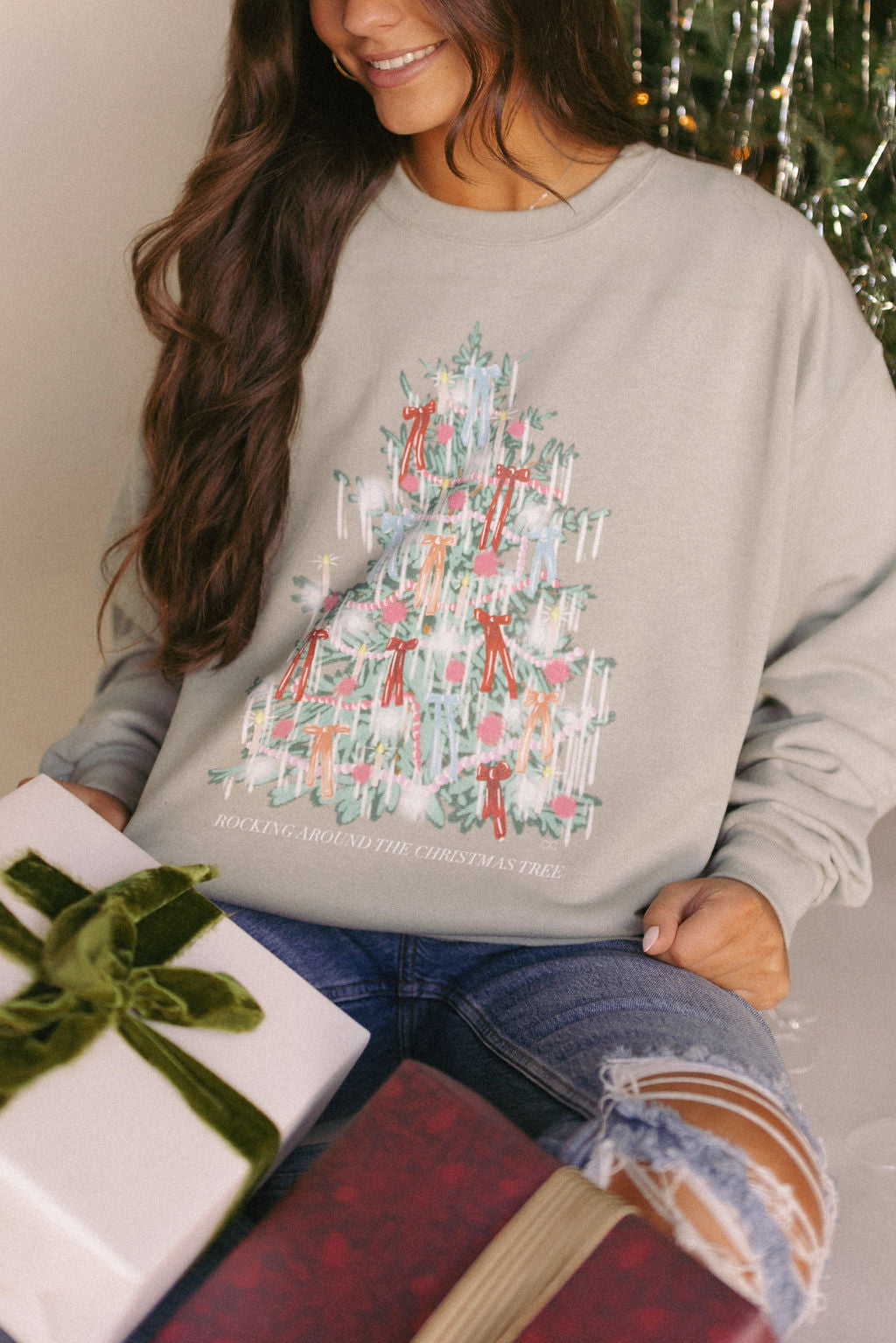 Tinsel Christmas Tree Sweatshirt