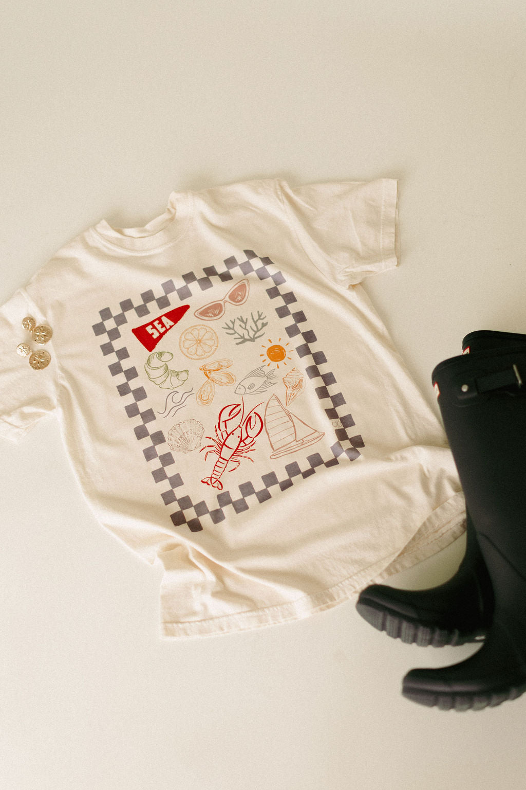 Checkered Sea Collage Graphic Tee