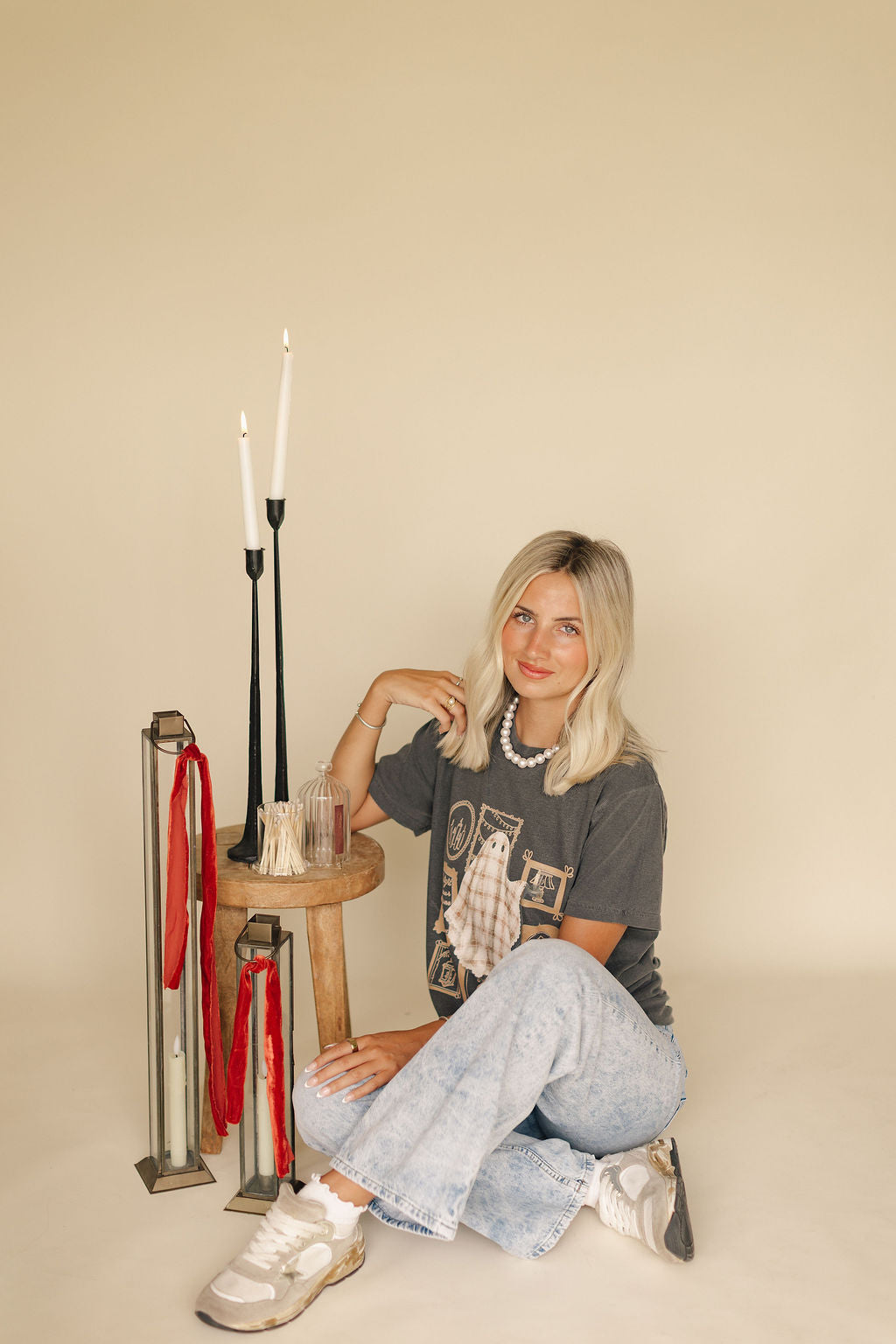 Quilted Ghost Tee, Be the Light Graphic Tee