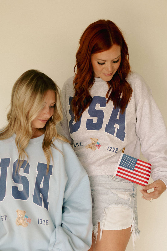 USA Teddy Bear Graphic Sweatshirt