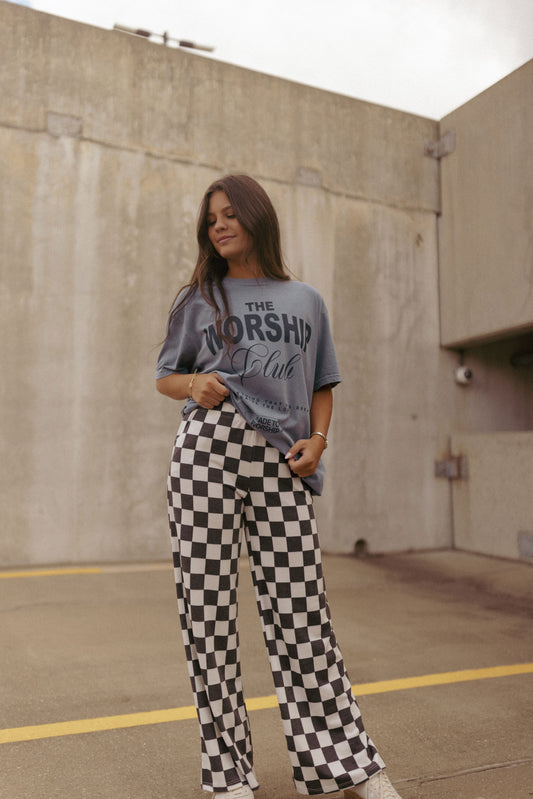 Checkered Flare Pants