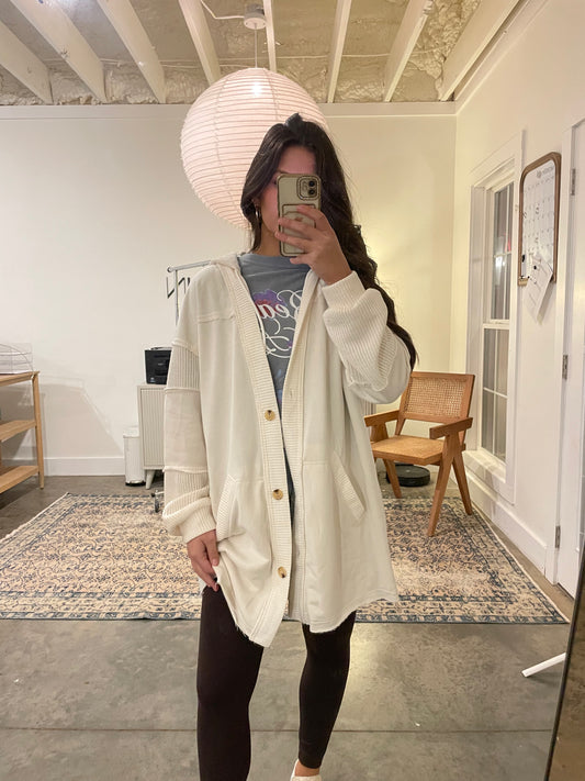 Cream Hooded Cardigan